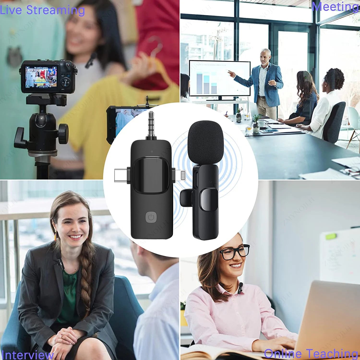 Professional 4 in 1 Wireless Lavalier Microphone 