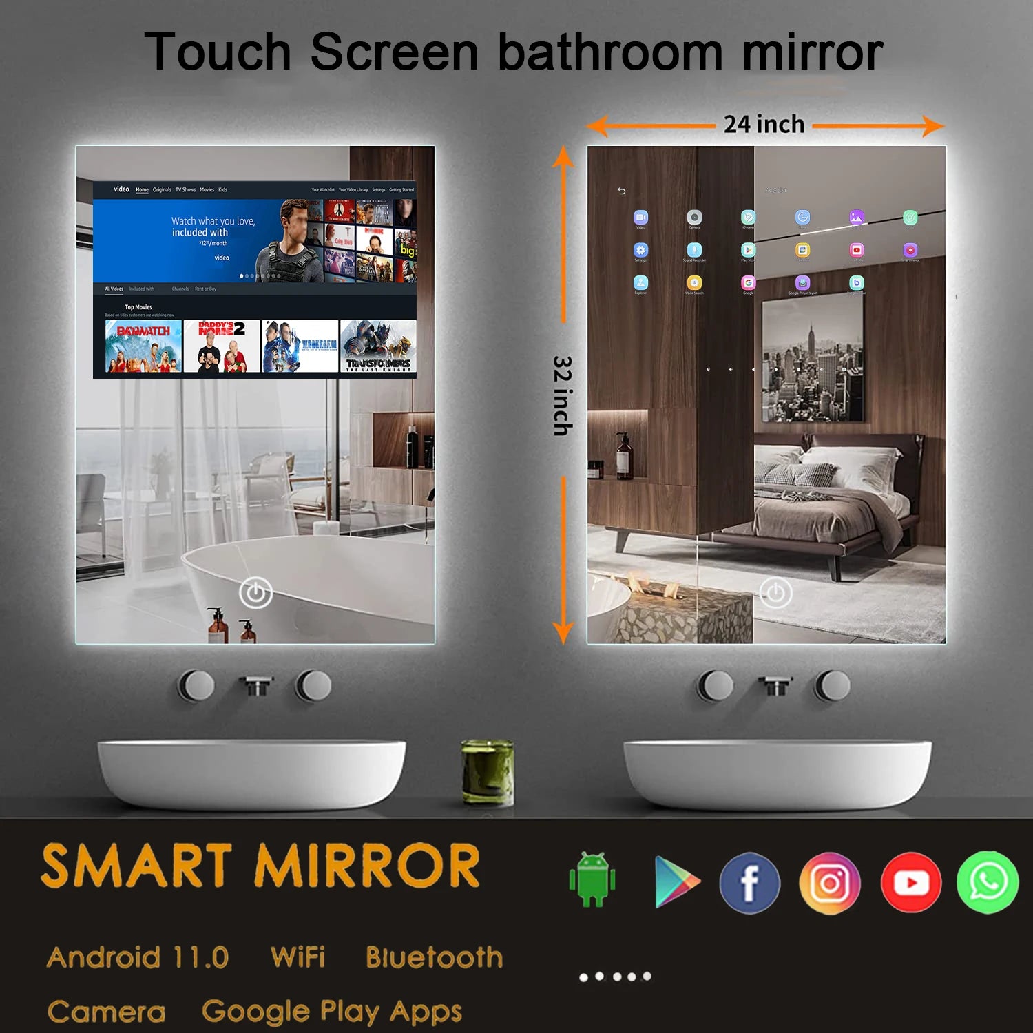 Touch Screen Smart Bathroom Mirror